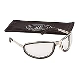 PiWear® Orlando Vollmetall Motorradbrille mit selbsttönenden Gläsern Federscharnieren Silber/Chrome