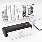 vretti P83 Mobiler Drucker A4, Tragbarer Thermodrucker A4 für Unterwegs, Bluetooth-Verbindung für Smartphones, Kompatibel mit Android/iOS, Reisedrucker für Hause, Lernen,Schwarz