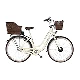 FISCHER E-Bike City CITA ER 1804 Elektrofahrrad für Damen und Herren, RH 48 cm, Frontmotor 32 Nm, 36 V Akku, Elfenbein glänzend, 48cm-418Wh