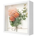 WISYOK 3D Bilderrahmen zum Befüllen 22x22cm, 3D Objektrahmen Tiefer 3cm, Tiefer Rahmen für Wand & Desktop, Shadow Box für Fotos, Objekte, Hochzeitsstrauß, DIY Kunstwerke (Weiß)