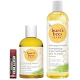 Burt's Bees® Baby- und Mama-Geschenkset mit pflegendem Babyöl, Original Baby-Shampoo und Waschlotion und 100 % natürlichem Lippenbalsam, Farbton Red Dahlia, getönt