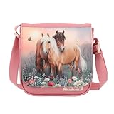 Depesche 12762 Miss Melody Flowers - Kleine Umhängetasche in Pink mit Pferde Motiv, Tasche mit Magnetverschluss und längenverstellbarem Tragegurt