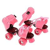 Mikikit Erwachsene Rollschuhe Damen Kid Skate Schlittschuhe Rollschuhe für Mädchen -Skate-Lichter Einsteiger-Skates für Kinderrollschuh PVC-Kunststoff Rosa