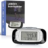 LEBEXY Schrittzähler Clip Einfache Pedometer Fitness Tracker Bedienung Testsieger Schritt/Distanz/Kalorien/Zähler Counter, Ohne Bluetooth/App/Handy, 3D Schrittzähler mit großem Display