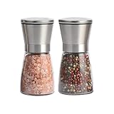 2 Stück Edelstahl Salz und Pfeffermühle - Pfeffermühle - Salzstreuer - verstellbarem Keramikmahlwerk für präzisen Genuss als Salz und Pfefferstreuer,Geeignet für die Verwendung in der Küche