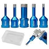 5 Stück M14 Fliesenbohrer Set Ø 6|6|8|10|20mm Bohrer Set,Diamantbohrer Fliesen,Steinbohrer,Fliesenbohrer 6mm,Diamant Bohrer Fliesen,Glasbohrer Set für M14 Winkelschleifer zum Bohren von Fliesen,Glas