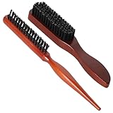 Eber Borderle Haarbürsten 2pcs Bartbürste Weiche Borstenhaarpinsel mit Holzgriff und Farbbeschichtung Entspannung Glättungshaarpinsel Haarlieferungen