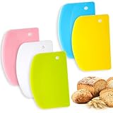 JINGIHE 5 Stück Teigschaber Teigkarte Teigschaberkarte, Teigspachtel aus Kunststoff, Anti-Rutsch Teigschneider Brotbackzubehör Set für Pizza Teigkuchen Brotteigkuchen Spaghetti Küche (5 Farben)