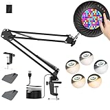 Lupe mit Licht, 10X Lupenleuchte mit Klemme, Upgrade Kopf Taste Schreibtischlampe mit 5 Farbmodi (Style 1)