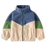 Kinder Polar Fleece Jacke, Baby Jungen Voll-Reißverschluss Langarm Warm Mantel für Herbst Frühling Winter, Blau,Tag 130,5-6J