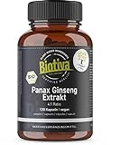 Biotiva Ginseng Extrakt Bio 120 Kapseln - Ratio 4:1 - hochdosiert - vegan - Panax C. A. Meyer - ohne Füllstoffe - abgefüllt und kontrolliert in Deutschland