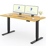FLEXISPOT Höhenverstellbarer Schreibtisch 160x80cm mit 2 Motoren & 25MM einteiliger Tischplatte,ergonomischer Bürotisch - Ahorn, schwarzes Gestell