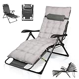AYDFUORT Sonnenliege Klappbar, Liegestuhl Garten, Klappbare Gartenliege Verstellbar Rückenlehne, Relaxsessel Garten Mit Auflage Polster, Getränkehalter, Liegestuhl Balkon Belastbar150kg (Grau)
