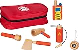 goki 51474 - Hochwertiger Feuerwehr-Einsatztasche Holz, Komplettes Spielset mit Figuren, Nachhaltiges Holzspielzeug, 7-teilig, für Kinder ab 3 Jahren