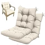 Bequeme Niedriglehner Gartenstuhlauflagen - 2-teiliges Set mit Rückenlehne & Bändern Ersatzkissen für Rattanstühle Indoor Outdoor Weiß