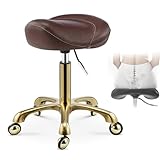 Hocker, Sattelhocker, Braun/Schwarz, professioneller medizinischer Salonstuhl, drehbarer ergonomischer Bürostuhl für Zahnärzte, Friseure und Kosmetiker (Braun)