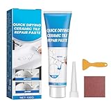 Fliesenreparaturset Weiß,Fliesen- und Fugenreparatur,Wasserfeste Spachtelmasse Mit Optimaler Haftung,Fugenfüller Schnelle Reparaturen In Küche Und Bad,Fugenmörtel Zum Ausbessern Von Fliesenfugen