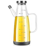 GUWINA Olivenöl Flasche Ölspender Glas,1L Essig Leer Ölflasche mit Handhaben,Groß Auslaufsicher Ölspender für Küche BBQ Tisch Camping