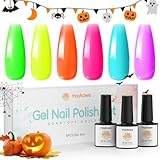 Maykawe UV Nagellack Neon, 6 Farben 8ml Neon Shellac Nagellack Set, Leuchtend Grün Gelb Rosa Orange Lila Blau Sommerfarben Gel Nagellack Kit, Soak Off LED Sommer Frühling Gellack