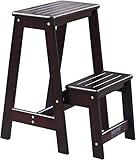 AUGUSE Klappbarer Tritthocker Leiter Stuhl Massivholz Klappleiter Multifunktionale Haushaltsleiter Klettern 2 Stufen Leiter Verdickter mobiler Bodenstuhl Holzleiter Lagerregal (Farbe: A)