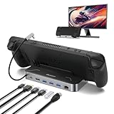 Aceele Steam Deck Dock, USB C 6-in-1-Docking Station mit HDMI 4K@60Hz, USB 3.0, 100W PD-Ladeanschluss, RJ45-Gigabit-Ethernet, Kompatibel mit Steam Deck, ROG Ally, Switch, Laptop und Anderen Geräten