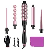 LANDOT Lockenstab 5-in-1 Set mit Verschiedenen Aufsätzen: Lockenstab mit Thermal Brush 38mm und 4 austauschbaren Lockenwickler 9-32mm für Große und Kleine Locken