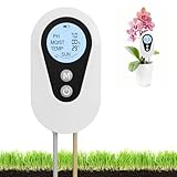 pH Messgerät Erde, Feuchtigkeitsmessgerät Pflanzen 4-in-1 Feuchtigkeitsmesser für Pflanzen, Bodenmessgerät für PH/Temperatur/Feuchtigkeit/Lichtmessung für Garten, Rasen, Gewächshaus und Balkonpflanzen