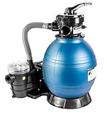 HST Sandfilter Poolfilter bis 35.000 Liter mit Profi Leis Poolpumpe 10000 Liter/Std 400 W mit Vorfilter Sandkessel 5-Wegeventil Bodenplatte viel Zubehör Komplettset geeignet für Sand Filterbälle Glas