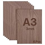 WISYOK Sperrholzplatte 3mm A3, 6pcs Walnuss Holzplatte Zuschnitt nach Maß, Holzplatten zum basteln, Sperrholz für Lasercut, Laubsäge, Modellbau, Brandmalerei, CNC Router, Bemalen - 420x300*3mm