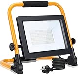 Aigostar LED Baustrahler 50W 4480LM (Ersetzt 448W)，LED Arbeitsleuchte mit Stecker，Wasserdichtes Arbeitsscheinwerfer Bauscheinwerfer，für Werkstatt oder Baustelle，Garage， 6500K Tageslichtweiß