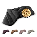 LESCHI XXL Körnerkissen für Mikrowelle 50x20 cm, 100% Bio Baumwolle und Bio Weizen, 8 Kammer Wärmekissen, Schwarz, anschmiegsames Getreidekissen ideal als Wärmespender für Bauch Rücken Nacken Schulter