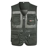 Herren-Weste aus Netzstoff, atmungsaktiv, mehrere Taschen, leichte Arbeitsweste mit Reißverschluss und Pattentaschen, schnell trocknende Weste für Angeln oder Fotografie, ideal für Sommer-Outdoor-Job