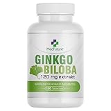 Extrakt Ginkgo Biloba 120 mg – Hochdosierter Ginkgo-Extrakt – 120 Tabletten – Ohne Zusatzstoffe – Laborgeprüft – Hergestellt in EU