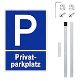 Privatparkplatz Schild mit Pfosten mit 90 cm Hoher Stange, Parken Verboten Schild, Parkplatzschild, Parkplatz Kennzeichen, Parkschilder - Einfache Montage, Sichtbar und Wetterfest