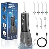 SURFOU Munddusche Kabellos Mundduschen 300ML 5 Modi 7 Düsen, Mundduschen Reise Water Flosser IPX7 Wasserdicht USB-C wiederaufladbar für Reisen & Hause