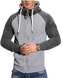 LAOARA Herren Sweatjacke Kapuzenjacke Zip Hoodie Sweatshirt Jacke mit Kapuze Zipper Reißverschluss Trainingsjacke Grau L