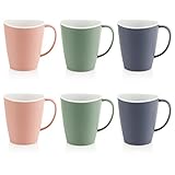 com-four® 6x Kaffeetasse mit Henkel - Becherset Mehrweg Trinkbecher aus Kunststoff - Plastiktasse in bunten Farben - bruchfester Teepott (6 Stück - 350ml - rosa/blau/grün)