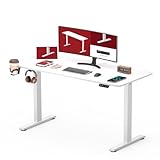 SANODESK Höhenverstellbarer Schreibtisch KOMPLETTE TISCHPLATTE Schreibtisch Höhenverstellbar Elektrisch Ergonomischer Steh-Sitz Tisch Computertisch für Heimbüro Homeoffice 110 x 60 cm(weiß)