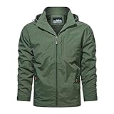 Generisch| Bequeme Trendige lässige solide Herren-Kapuzenjacke Taschen-Hardshell-Jacke 2025 (Green XXXXL)