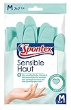 Spontex Sensible Haut, hautsympathische Haushaltshandschuhe, für empfindliche Hände und Latexallergiker, weiche Innenbeflockung, Größe M (1er Pack)