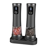 Elektrische Salzmühlen-Set, USB C, wiederaufladbar, LED-Display, staubdichte Bodenabdeckung, 2 Geschwindigkeitsmodus Küche Essential Double Speed Modus Elektrische Küchenmühlen