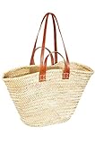 ORIGINAL Ibiza Tasche Korbtasche Strandtasche Palmera 55cm groß | Marokkanische Palmblatt Einkaufskorb Einkaufstasche geflochten XXL | Natur Shopper Umhängetasche Strohtasche für Damen und Herren