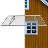 TRUTZHOLM Vordach für Haustür aus Aluminium und Polycarbonat 115 x 100 cm Haustürvordach Pultvordach Türdach Türvordach Haustür Dach