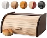 FALKENBERGER Brotkasten aus Holz Buche Braun ca. 39x29x18cm Rollbrotkasten traditionell Brotbox mit Roll-Deckel Handmade