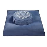 hunnidspace Meditationskissen mit waschbarem Premium-Samtbezug,100% Memory Foam quadratisches Bodenkissen und Buchweizenkissen Sitzen für Erwachsene und Kinder Sitzen, Yoga, Lesen (blau)