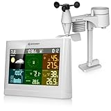 Bresser Wetterstation Funk mit Außensensor Wetter Center mit 5-in-1 Außensensor (Temperatur, Luftdruck, Luftfeuchtigkeit, Windmesser, Regenmesser), weiß
