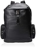 Tommy Hilfiger AM0AM04897 Herren-Rucksack, einfarbig, Kordelzug, Hakenverschluss, 100% echtes Leder, 38 x 48 x 16 cm, Schwarz , XL