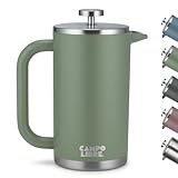 Campo Libre.® Giorgio. French Press I Kaffeebereiter aus doppelwandigem Edelstahl 0,6l I plastikfreie Kaffeepresse mit Thermofunktion inkl. Ersatzfilter I Kaffeezubereiter I 100% recycelter Edelstahl