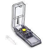 GeekerChip Tablettenteiler,pillenteiler,medikamententeiler,für Große und Kleine Tabletten,Medikamententeiler mit Aufbewahrungsfach,teilt Pillen exakt(Schwarz)