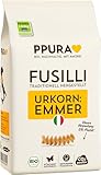 PPURA Bio Fusilli aus ital. Emmer Urkorn | 500g Pasta | Ur-Getreide | 100% Natürlich, Ohne Farb- & Konservierungsstoffe | Saisonal & Regional | Spiral-Nudeln | Bronzeverfahren | Zero Foodwaste